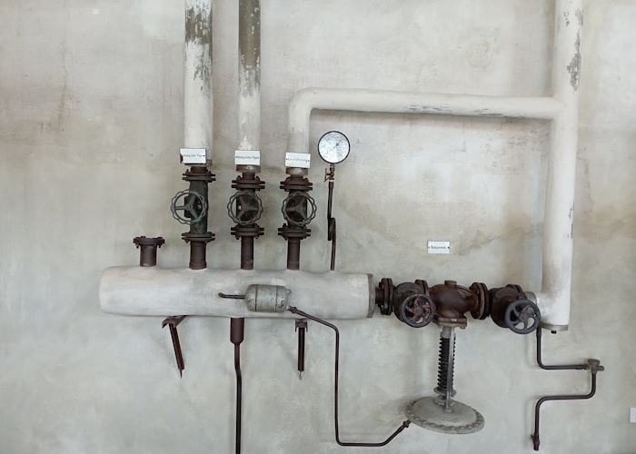 Plumbing pipes and professional equipment