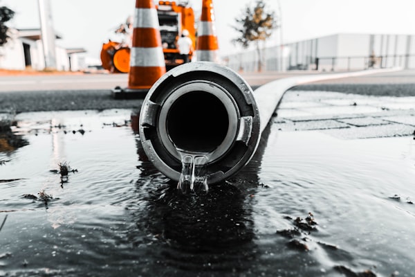 Water flowing through drain pipe